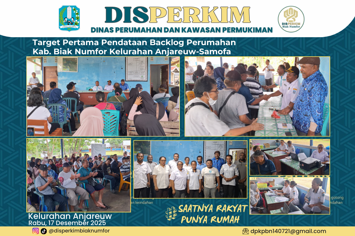 Target Pertama Backlog Pendataan Kelurahan Anjareuw Distrik Samofa Perumahan Kab. Biak Numfor