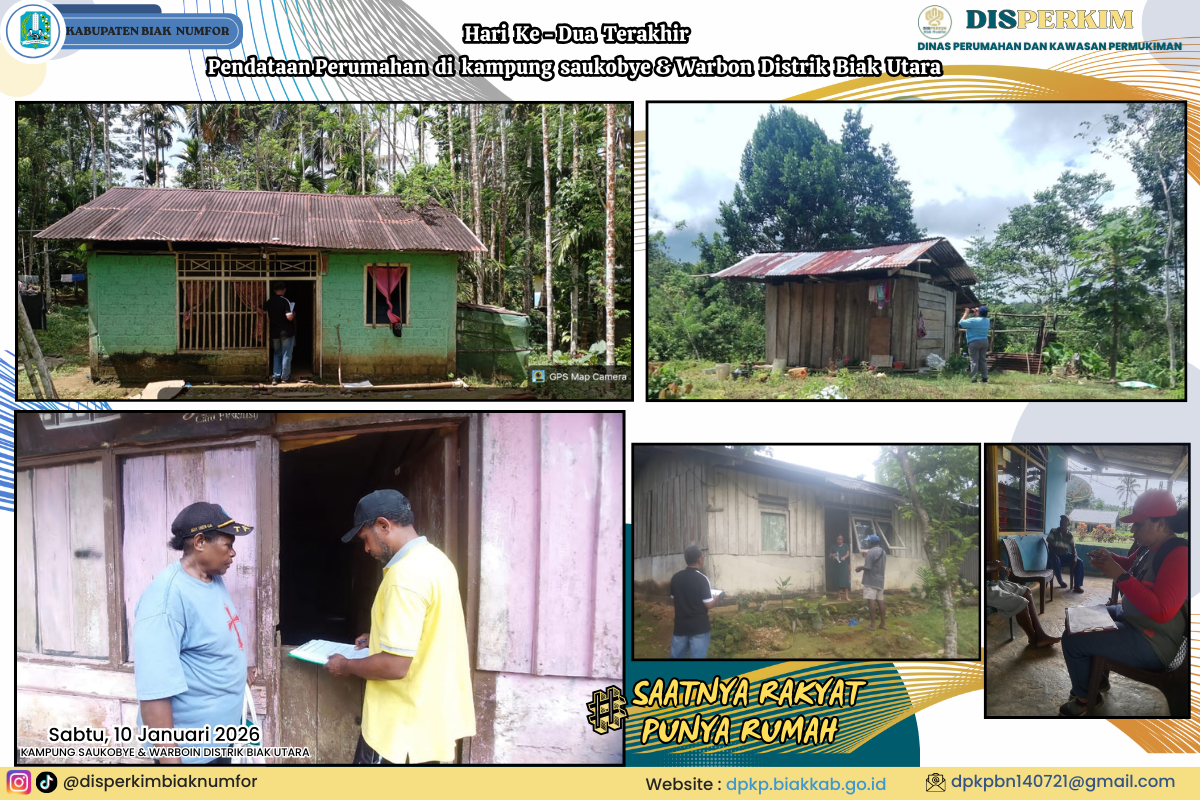 Tuntaskan Hari Terakhir Pendataan Rumah di Kampung Saukobye dan Warbon Distrik Biak Utara